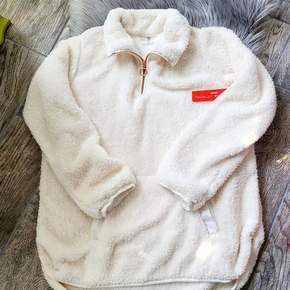 rose gold sherpa pullover